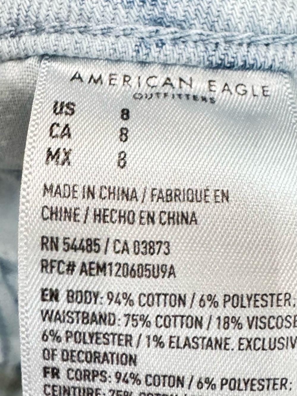 American Eagle Tie Dye Denim Shorts High Rise Frayed Hem Size 8 - Picture 4 of 4